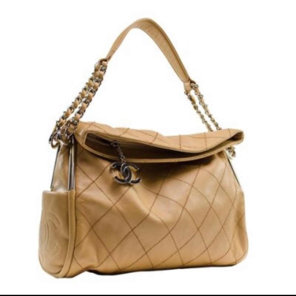 Chanel medium lambskin fold-over hobo *well loved